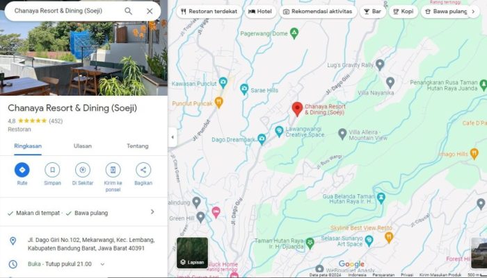 Rumpun Chanaya Restaurant Bandung: Lokasi, Harga Menu dan Jam Buka, Menyajikan Berbagai Keindahan Alam Dago Giri